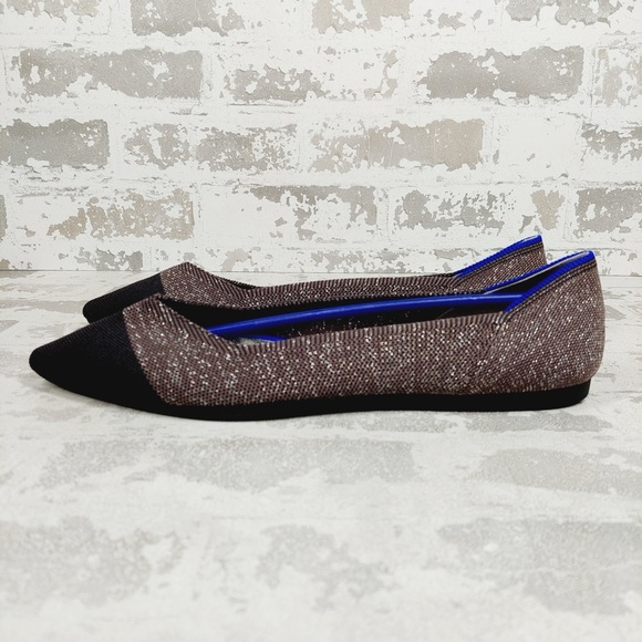 NEW Rothy's The Flat Brown Knit Pointy Toe Slip On Loafers F751